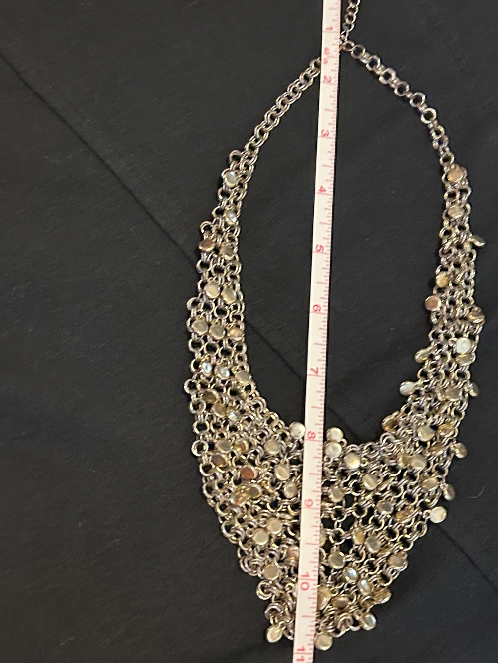 Statement silver tone and Gold-Tone Chainmail Bib Necklace - Women Jewelry image 4